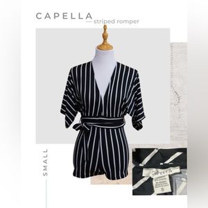 STRIPED BLACK AND WHITE ROMPER